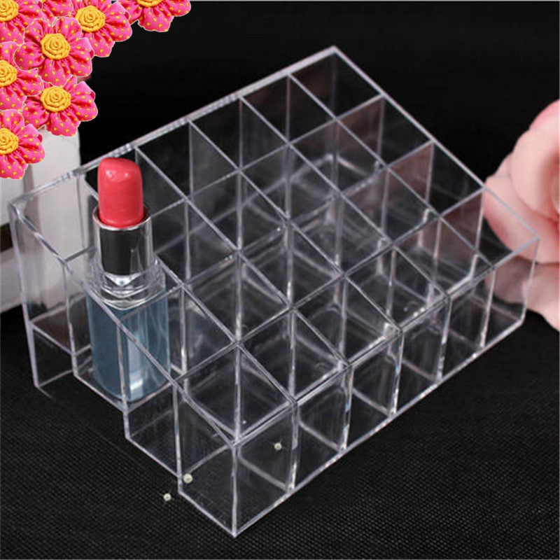 24 Transparent Lipstick Storage Box Acrylic Lipstick Holder Case Makeup Organizer Cosmetic Display Stand S439-Dollar Bargains Online Shopping Australia