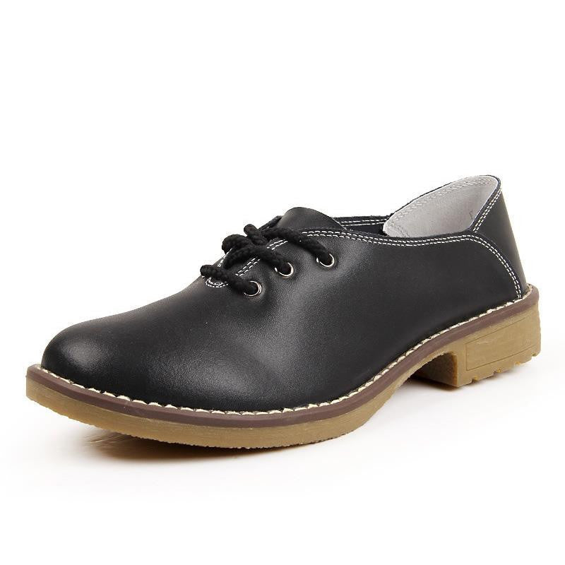 Summer Women Oxfords Genuine Leather Shoes Lace Up Flats Woman flat Ladies cow muscle good Zapatos Mujer J4358-Dollar Bargains Online Shopping Australia