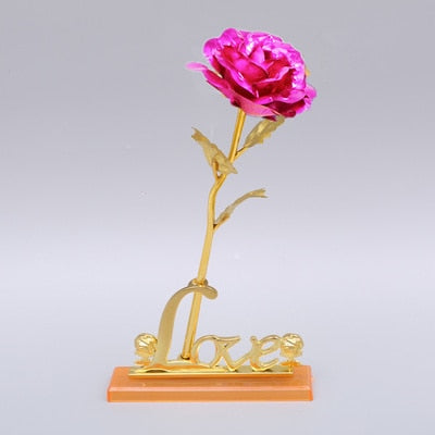 Valentine&#39;s Day Creative Gift 24K Foil Plated Rose Gold Rose Lasts Forever Love Wedding Decor Lover Lighting Roses Creative Gift-Dollar Bargains Online Shopping Australia