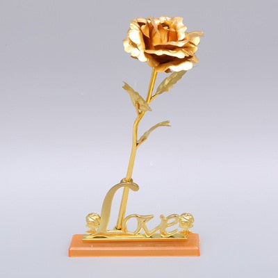 Valentine&#39;s Day Creative Gift 24K Foil Plated Rose Gold Rose Lasts Forever Love Wedding Decor Lover Lighting Roses Creative Gift-Dollar Bargains Online Shopping Australia