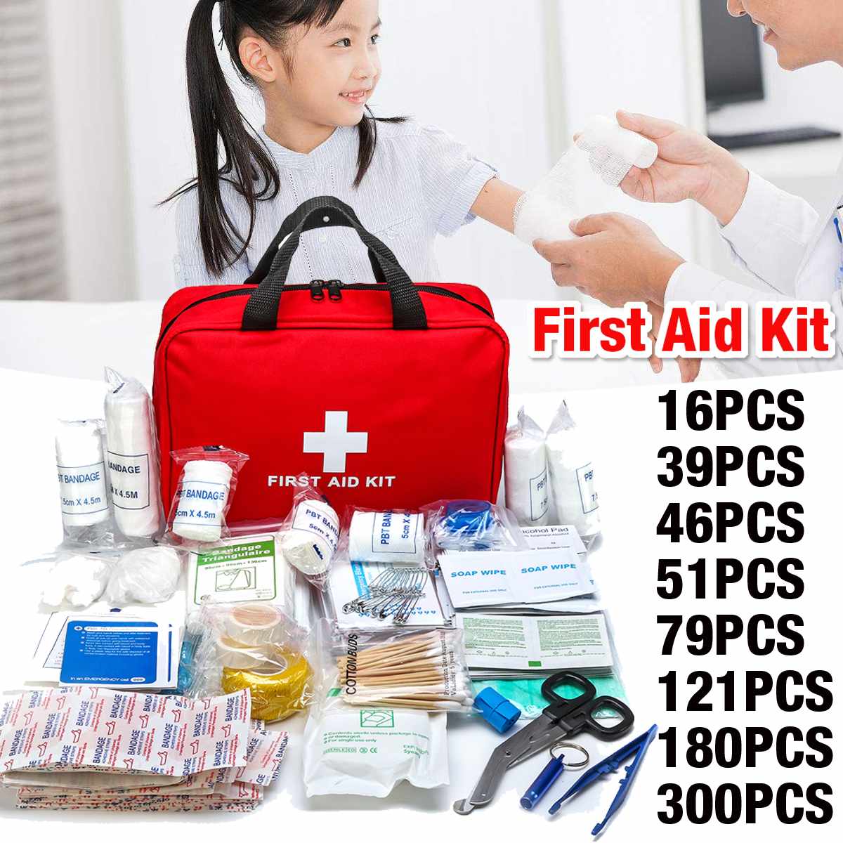 Portable Medium Empty Household Multi-Layer First Aid Kit Pouch Outdoor Car Bag First Aid Bag 16/39/46/51/79/121/180/300PCS-Dollar Bargains Online Shopping Australia