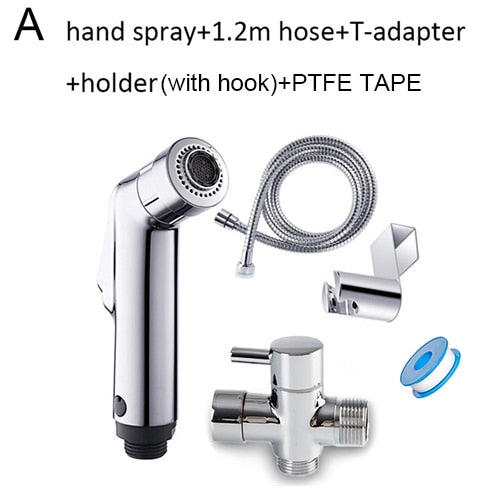 Two function toilet hand bidet faucet bathroom bidet shower sprayer brass T adapter 1.2m hose tank hooked holder easy install-Dollar Bargains Online Shopping Australia