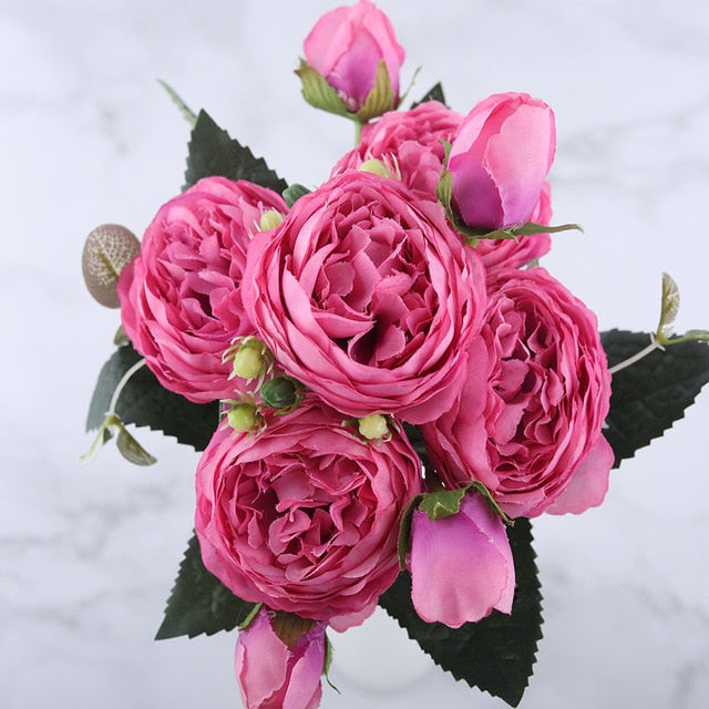 30cm Rose Pink Silk Peony Artificial Flowers Bouquet Home Wedding Decoration indoor-Dollar Bargains Online Shopping Australia