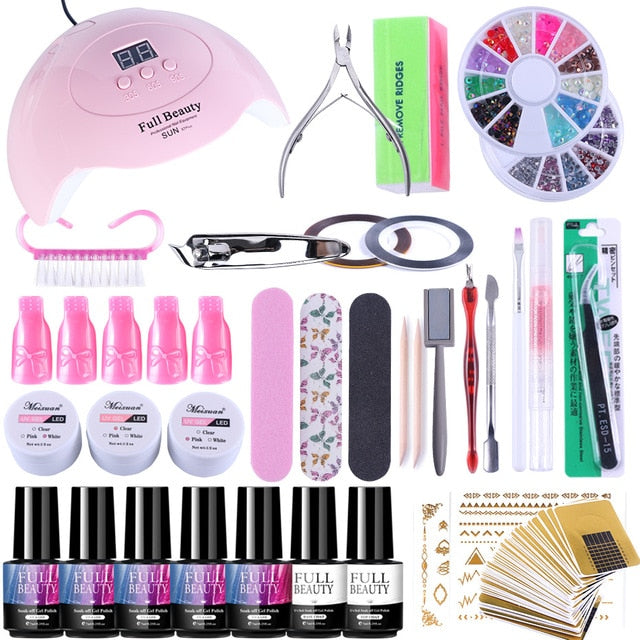 Nail Kits 90W UV Lamp Nail Dryer Soak Off Gel Nail Polish Professional Electric Drill Manicure Nail Art all for Nail Set CH1581-Dollar Bargains Online Shopping Australia