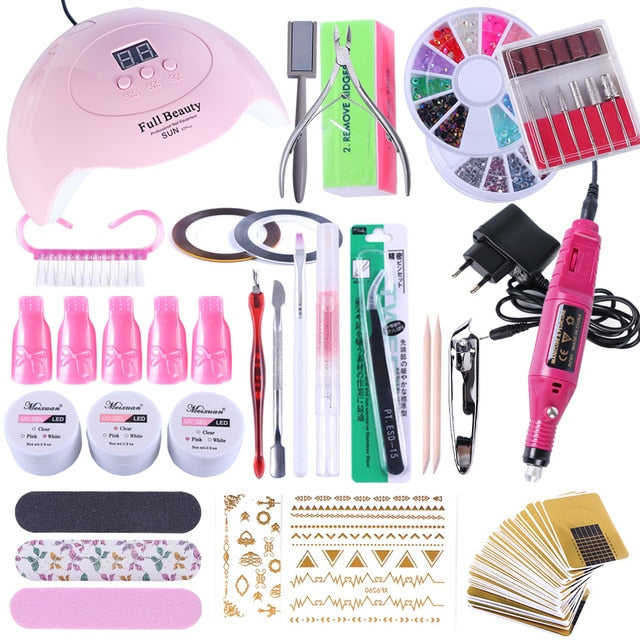 Nail Kits 90W UV Lamp Nail Dryer Soak Off Gel Nail Polish Professional Electric Drill Manicure Nail Art all for Nail Set CH1581-Dollar Bargains Online Shopping Australia