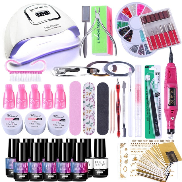 Nail Kits 90W UV Lamp Nail Dryer Soak Off Gel Nail Polish Professional Electric Drill Manicure Nail Art all for Nail Set CH1581-Dollar Bargains Online Shopping Australia