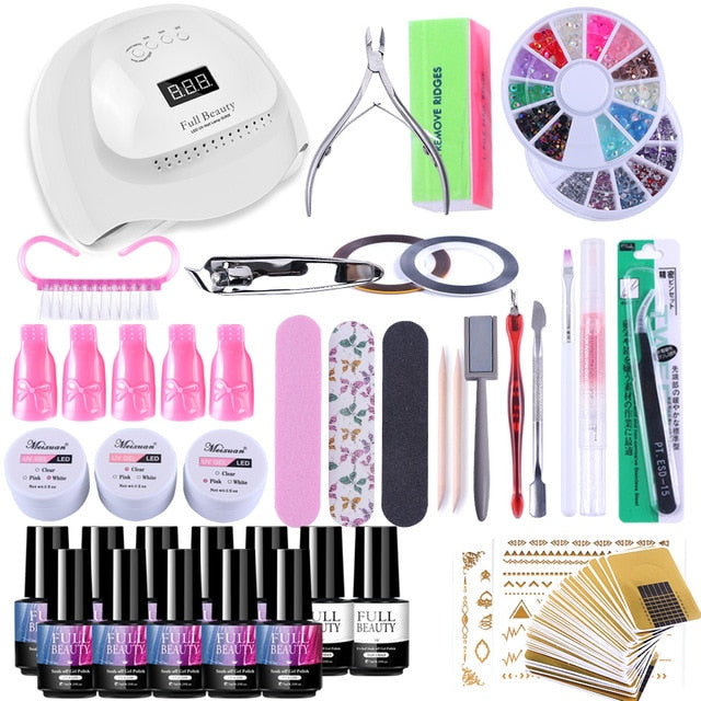 Nail Kits 90W UV Lamp Nail Dryer Soak Off Gel Nail Polish Professional Electric Drill Manicure Nail Art all for Nail Set CH1581-Dollar Bargains Online Shopping Australia