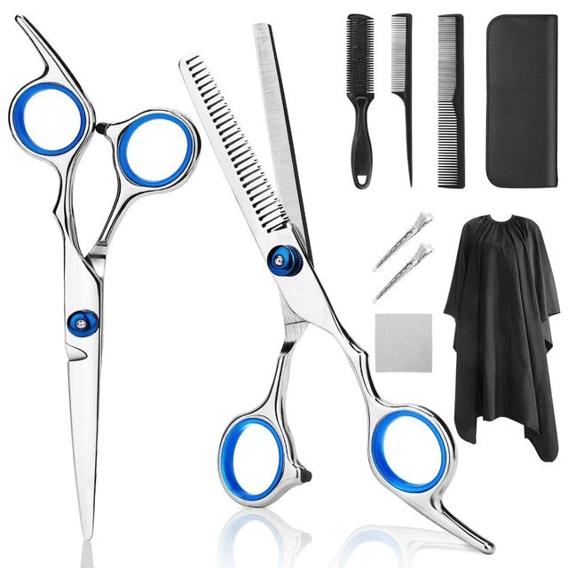 9 PCS Hairdressing Scissors Professional Hair Scissors Kit Hair Cutting Scissors Tail Comb Hair Cape Hair Cutter Comb-Dollar Bargains Online Shopping Australia