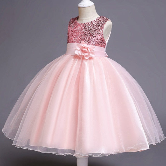 Baby Girls Sequins Flower Party Tutu Dress Clothes Children Girls Wedding Birthday Dress Clothing Infant Kids Christmas Costume-Dollar Bargains Online Shopping Australia