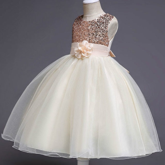 Baby Girls Sequins Flower Party Tutu Dress Clothes Children Girls Wedding Birthday Dress Clothing Infant Kids Christmas Costume-Dollar Bargains Online Shopping Australia