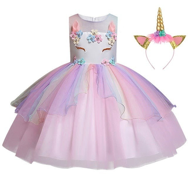 Kids Unicorn Dress for Girls Embroidery Flower Ball Gown Baby Girl Princess Dresses for Party Costumes Children Clothing-Dollar Bargains Online Shopping Australia