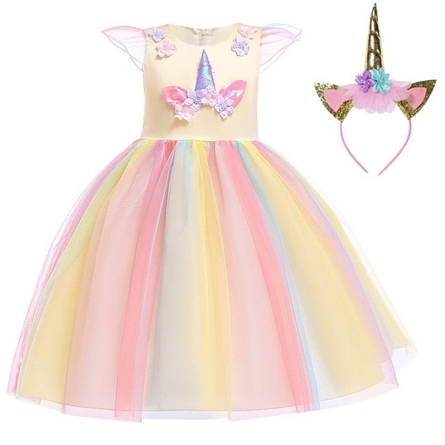 Kids Unicorn Dress for Girls Embroidery Flower Ball Gown Baby Girl Princess Dresses for Party Costumes Children Clothing-Dollar Bargains Online Shopping Australia