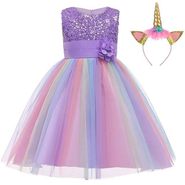 Kids Unicorn Dress for Girls Embroidery Flower Ball Gown Baby Girl Princess Dresses for Party Costumes Children Clothing-Dollar Bargains Online Shopping Australia