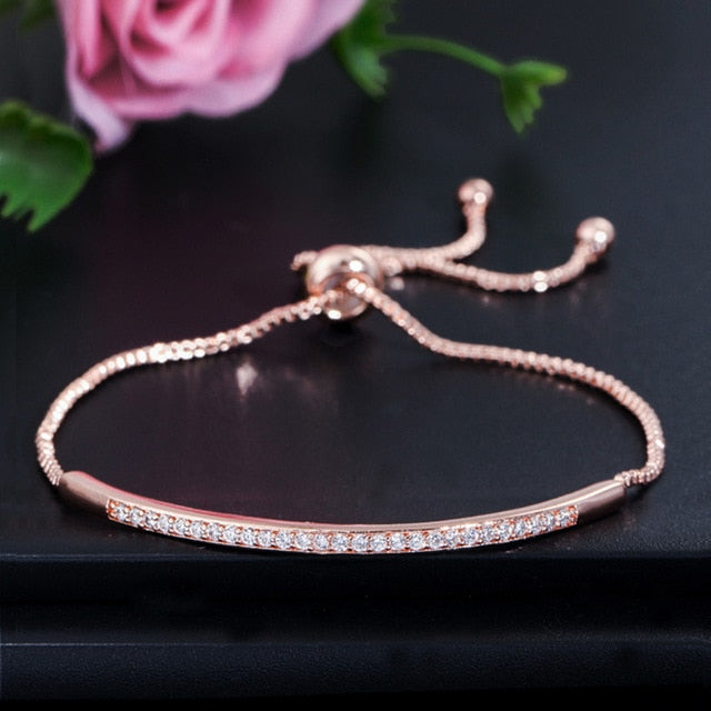 Adjustable Bracelet Bangle for Women Captivate Bar Slider Brilliant CZ Rose Gold-Dollar Bargains Online Shopping Australia