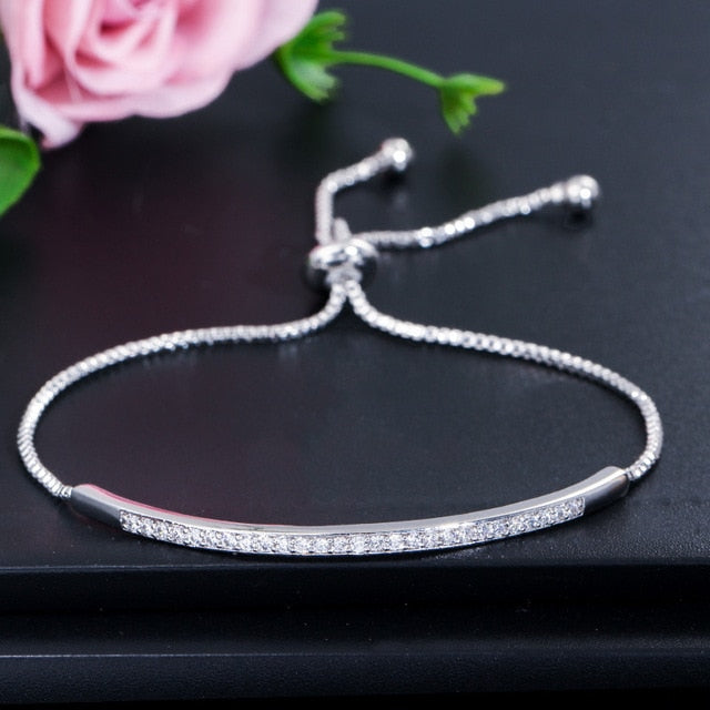 Adjustable Bracelet Bangle for Women Captivate Bar Slider Brilliant CZ Rose Gold-Dollar Bargains Online Shopping Australia