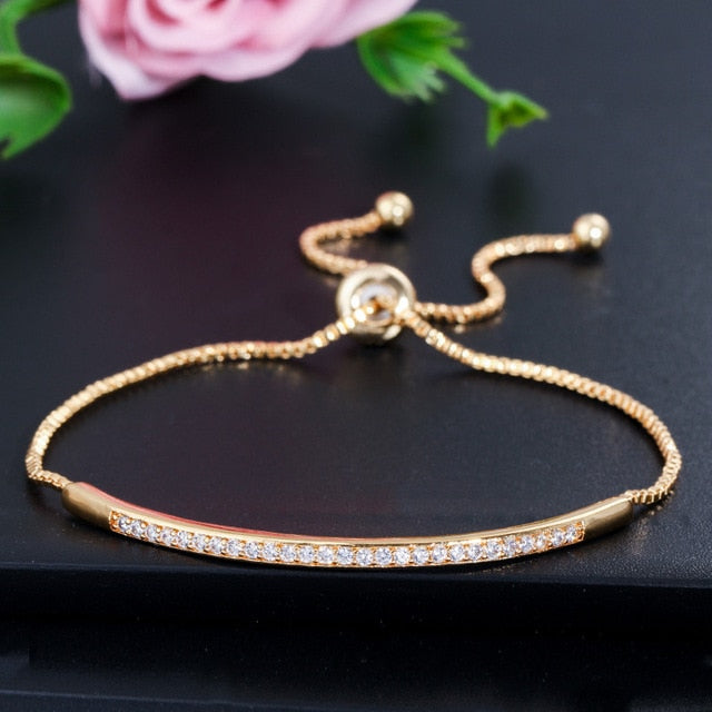 Adjustable Bracelet Bangle for Women Captivate Bar Slider Brilliant CZ Rose Gold-Dollar Bargains Online Shopping Australia