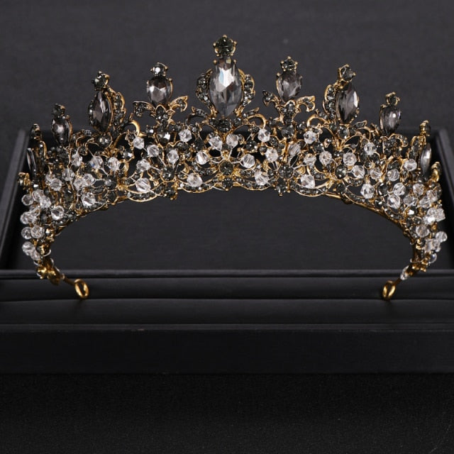 Vintage Baroque Queen Tiara Wedding Crown Bridal Diadem Gold Crystal Rhinestone Head Jewelry Headpiece Wedding Hair Accessories-Dollar Bargains Online Shopping Australia