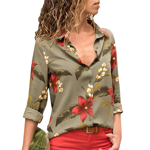 Women Blouses Fashion Long Sleeve Turn Down Collar Office Shirt Blouse Shirt Casual Tops Plus Size Blusas Femininas-Dollar Bargains Online Shopping Australia