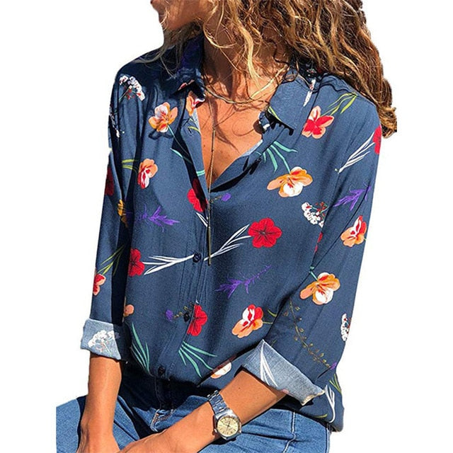 Women Blouses Fashion Long Sleeve Turn Down Collar Office Shirt Blouse Shirt Casual Tops Plus Size Blusas Femininas-Dollar Bargains Online Shopping Australia