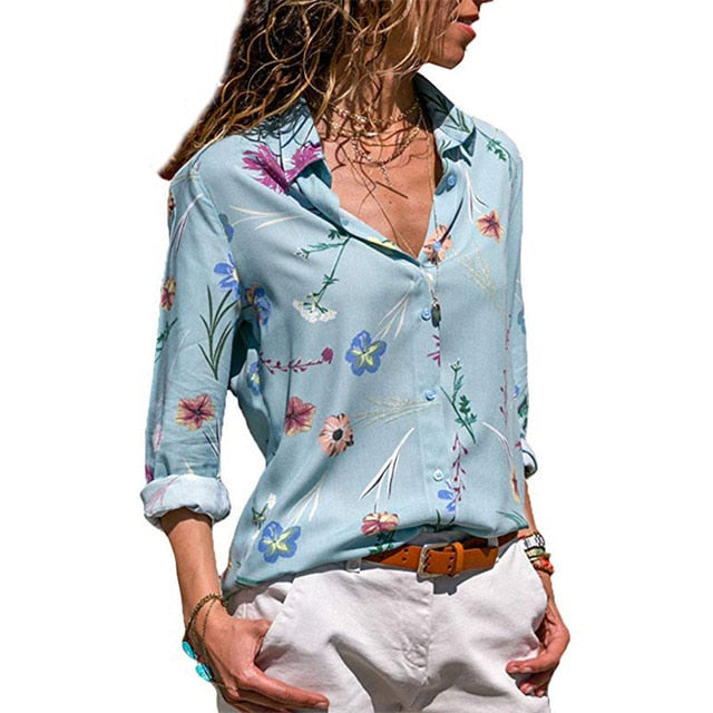 Women Blouses Fashion Long Sleeve Turn Down Collar Office Shirt Blouse Shirt Casual Tops Plus Size Blusas Femininas-Dollar Bargains Online Shopping Australia