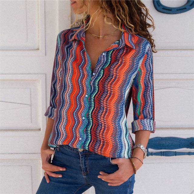 Women Blouses Fashion Long Sleeve Turn Down Collar Office Shirt Blouse Shirt Casual Tops Plus Size Blusas Femininas-Dollar Bargains Online Shopping Australia