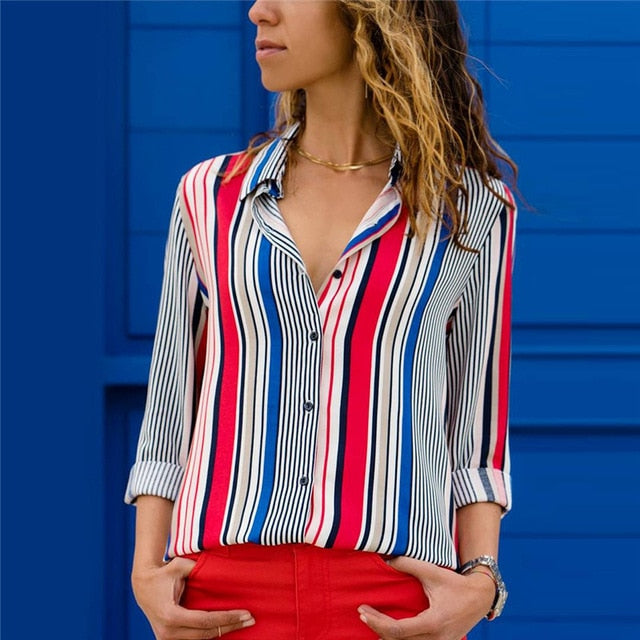 Women Blouses Fashion Long Sleeve Turn Down Collar Office Shirt Blouse Shirt Casual Tops Plus Size Blusas Femininas-Dollar Bargains Online Shopping Australia