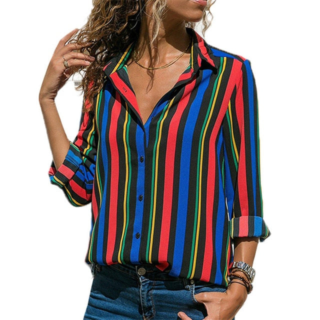 Women Blouses Fashion Long Sleeve Turn Down Collar Office Shirt Blouse Shirt Casual Tops Plus Size Blusas Femininas-Dollar Bargains Online Shopping Australia