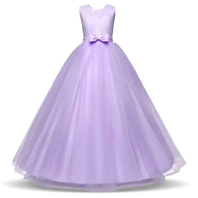 Princess Lace Dress Kids Flower Embroidery Dress For Girls Vintage Children Dresses For Wedding Party Formal Ball Gown-Dollar Bargains Online Shopping Australia