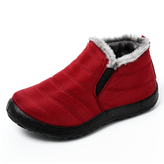 Women Boots Ultralight Winter Shoes Women Ankle Botas Mujer Waterpoor Snow Boots Female Slip On Flat Casual Shoes Plush Footwear-Dollar Bargains Online Shopping Australia
