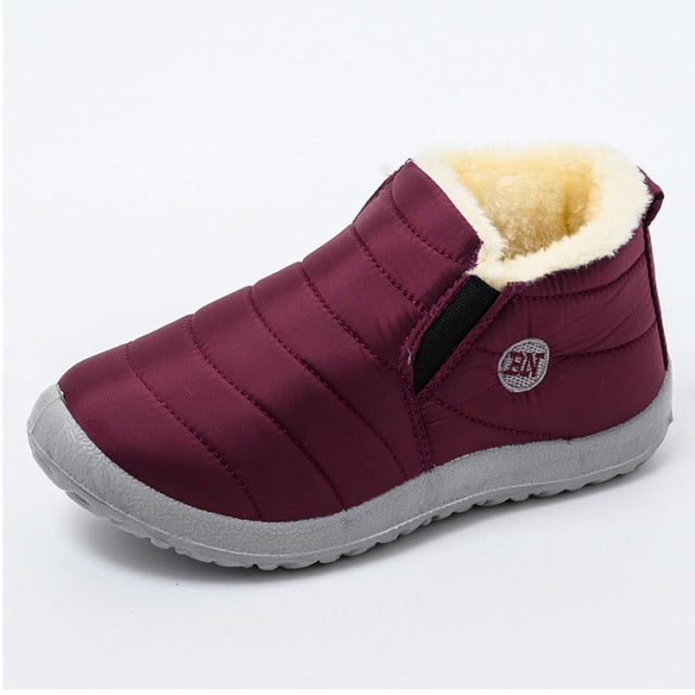Women Boots Ultralight Winter Shoes Women Ankle Botas Mujer Waterpoor Snow Boots Female Slip On Flat Casual Shoes Plush Footwear-Dollar Bargains Online Shopping Australia