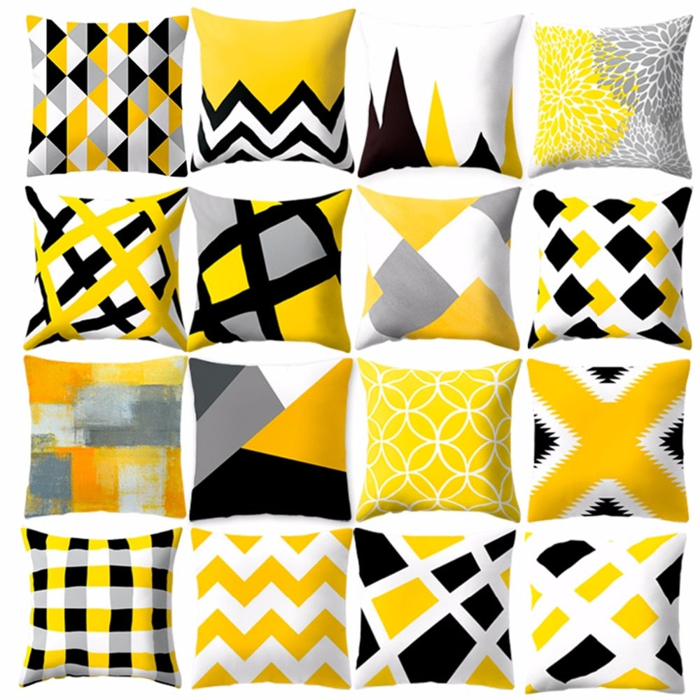 Geometric Yellow Pillowcase Decorative Cushion For Sofa DIY Printed Pillow Chair Car Cushion Christmas Home Decoration-Dollar Bargains Online Shopping Australia