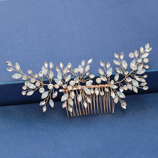 Silver Color Pearl Crystal Wedding Hair Combs Hair Accessories for Bridal Flower Headpiece Women Bride Hair ornaments Jewelry-Dollar Bargains Online Shopping Australia