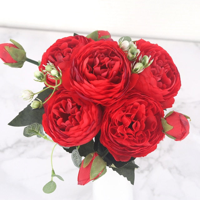 30cm Rose Pink Silk Peony Artificial Flowers Bouquet Home Wedding Decoration indoor-Dollar Bargains Online Shopping Australia