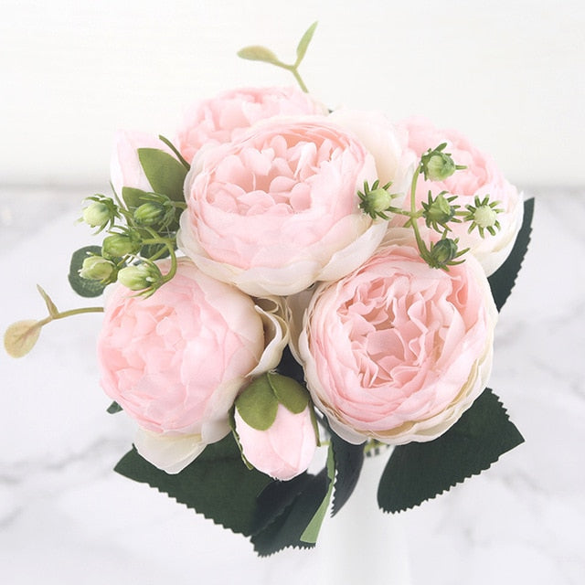 30cm Rose Pink Silk Peony Artificial Flowers Bouquet Home Wedding Decoration indoor-Dollar Bargains Online Shopping Australia