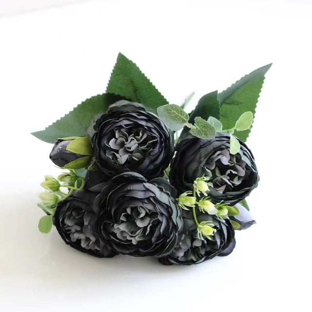 Silk Peony Bouquet Home Decoration Accessories Wedding Party Scrapbook Fake Plants Diy Pompons Artificial Roses Flowers-Dollar Bargains Online Shopping Australia