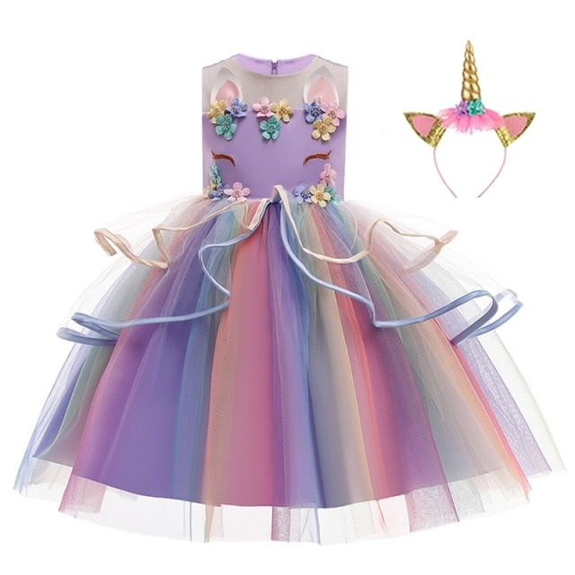 Kids Unicorn Dress for Girls Embroidery Flower Ball Gown Baby Girl Princess Dresses for Party Costumes Children Clothing-Dollar Bargains Online Shopping Australia