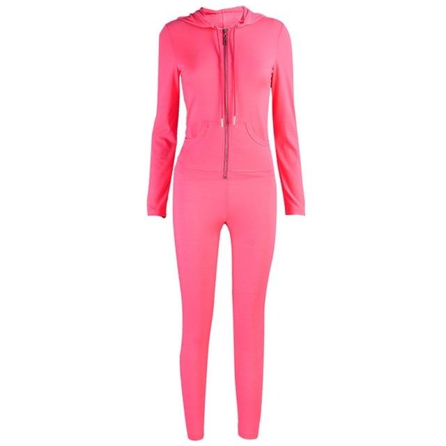 two piece set women long sleeve hooded zipper pocket sporty Jackets+leggings matching sets workout stretchy outfits-Dollar Bargains Online Shopping Australia