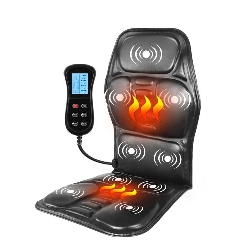 Electric Portable Heating Vibrating Back Massager Chair In Cushion Car Home Office Lumbar Neck Mattress Pain Relief-Dollar Bargains Online Shopping Australia