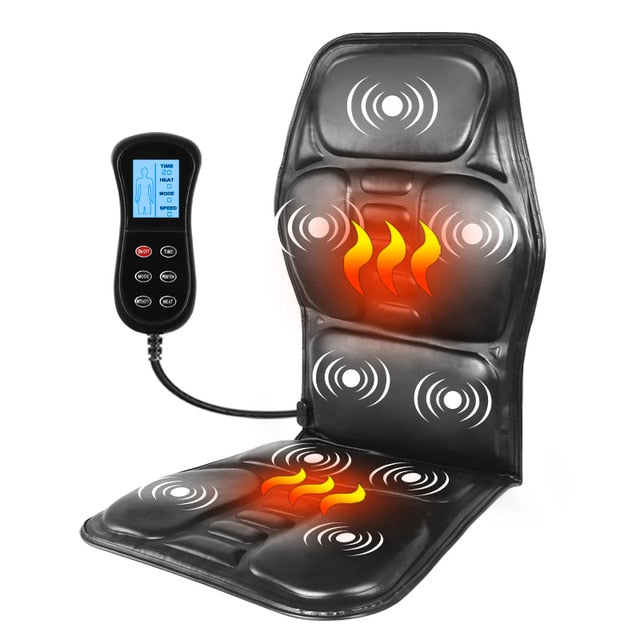 Electric Portable Heating Vibrating Back Massager Chair In Cushion Car Home Office Lumbar Neck Mattress Pain Relief-Dollar Bargains Online Shopping Australia