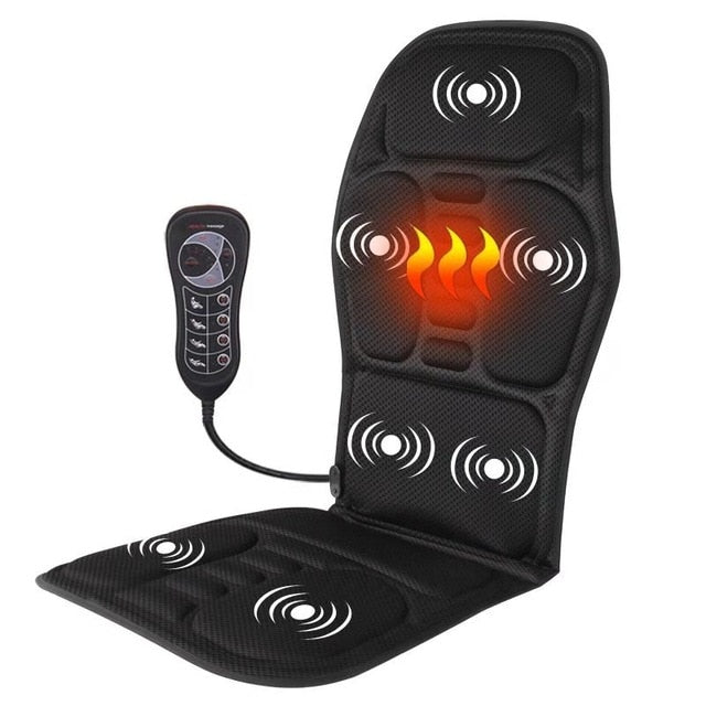 Electric Portable Heating Vibrating Back Massager Chair In Cushion Car Home Office Lumbar Neck Mattress Pain Relief-Dollar Bargains Online Shopping Australia