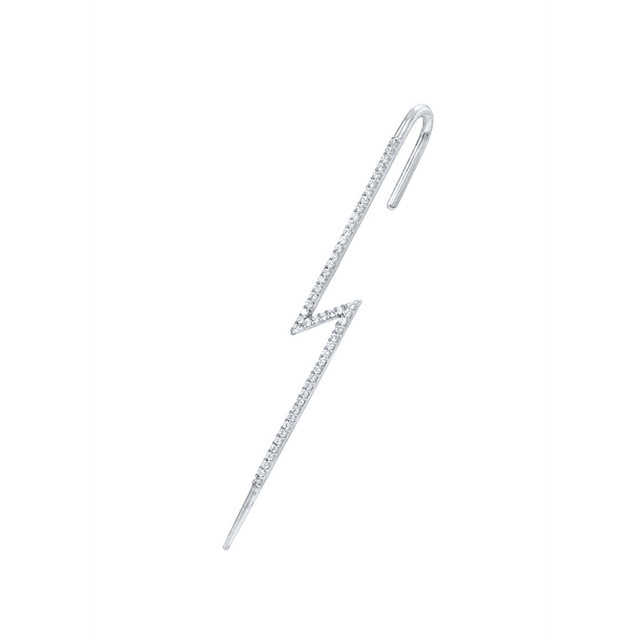 925 Silver Zircon Stud Earrings For Women Ear Bone Climber Clip Diagonal Piercing Chain Pin Ear Wrap Crawler Hook Earring-Dollar Bargains Online Shopping Australia