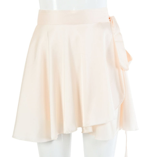 Casual Satin Two Piece Dress Set For Women White O-neck Button Top Bandage Mini Pencil Skirts Outfits Fashion Party Suit-Dollar Bargains Online Shopping Australia