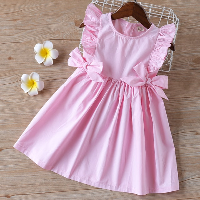 Girls Dress Sleeveless Baby Kids Clothes Summer Children Clothing Leaf Embroidery Girl Clothes Toddler Dresses-Dollar Bargains Online Shopping Australia