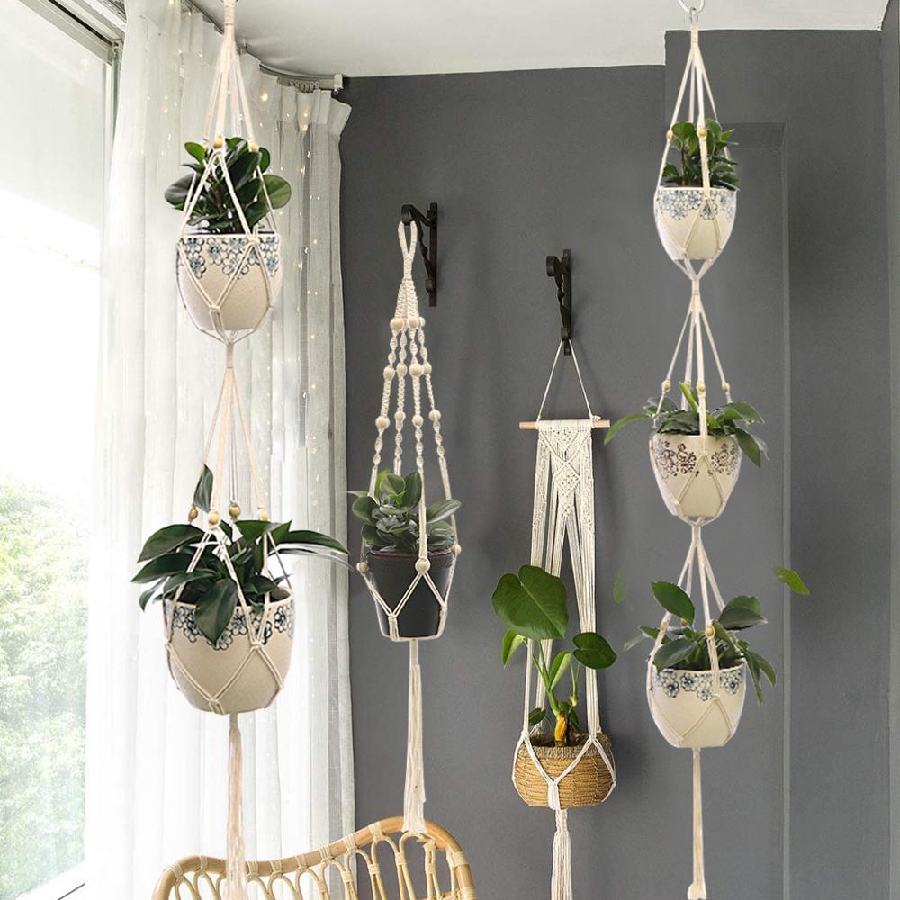 Hanging Planter Flowerpot Plant Holder Macrame Plant Hanger Wall Plant Holder hanging Basket Flower Basket balcony decorations-Dollar Bargains Online Shopping Australia