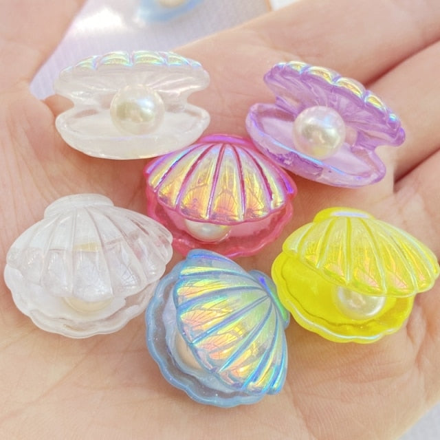 10Pcs Kawaii Cute Color Plated Pearl Shells Flat Back Resin Cabochons Scrapbooking DIY Jewelry Craft Decoration Accessorie-Dollar Bargains Online Shopping Australia