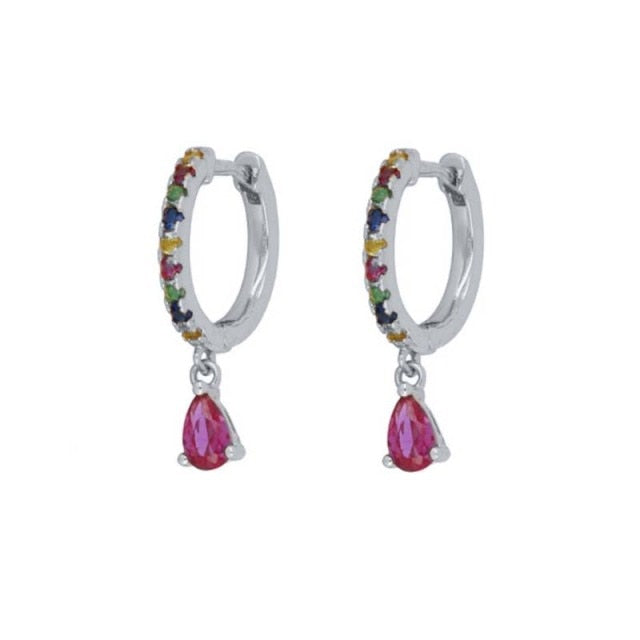925 Sterling Silver Rose Red Crystal Series Stud Earrings For Women Cubic Zirconia Jeweled Butterfly Flower Ear Stud Gift-Dollar Bargains Online Shopping Australia