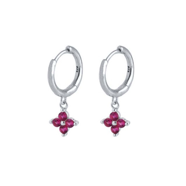 925 Sterling Silver Rose Red Crystal Series Stud Earrings For Women Cubic Zirconia Jeweled Butterfly Flower Ear Stud Gift-Dollar Bargains Online Shopping Australia