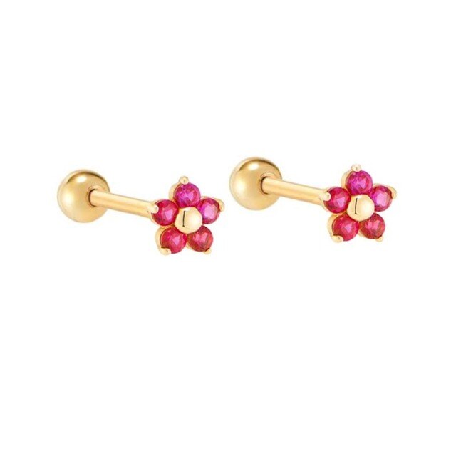 925 Sterling Silver Rose Red Crystal Series Stud Earrings For Women Cubic Zirconia Jeweled Butterfly Flower Ear Stud Gift-Dollar Bargains Online Shopping Australia