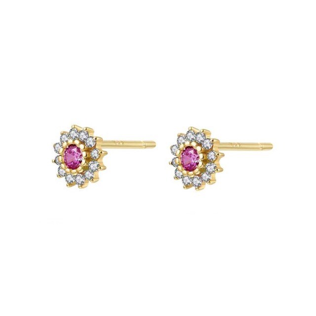 925 Sterling Silver Rose Red Crystal Series Stud Earrings For Women Cubic Zirconia Jeweled Butterfly Flower Ear Stud Gift-Dollar Bargains Online Shopping Australia