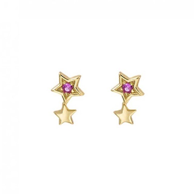 925 Sterling Silver Rose Red Crystal Series Stud Earrings For Women Cubic Zirconia Jeweled Butterfly Flower Ear Stud Gift-Dollar Bargains Online Shopping Australia
